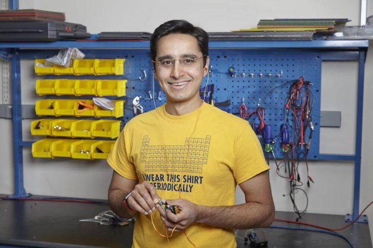 Professor Saad Bhamla with 3D printed hearing aids
